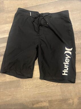 Hurley Black Board Shorts with White Logo